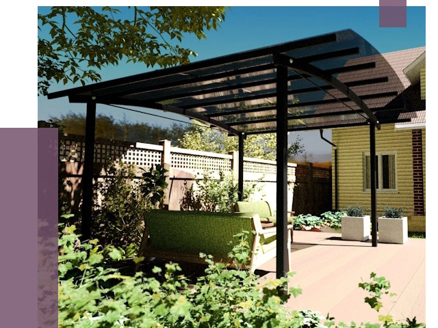 Навесы для террасы в Омске от 13220 руб. под ключ | ПРОЛЁТ-Омс