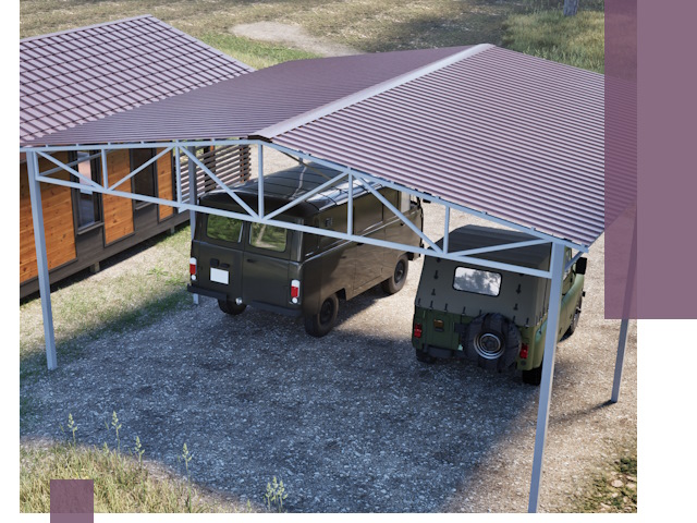 Двускатные навесы под ключ в Омске — изготовление и монтаж